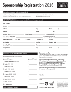 Sponsorship Registration 2016