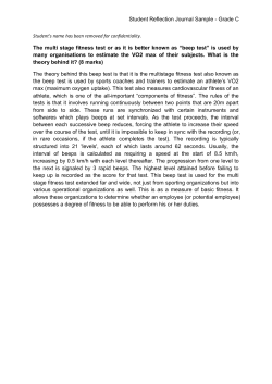 Student Reflection Journal Sample - Grade C The multi stage fitness