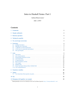 Intro to Haskell Notes: Part 1