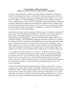 ABPsi`s Response to the 50th Anniversary March on Washington