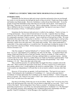 1 Steve Hill &ldquo;SPIRITUAL COVERING&rdquo; BIBLE DOCTRINE OR