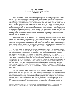 THE LION`S ROAR I Peter 5:8-11
