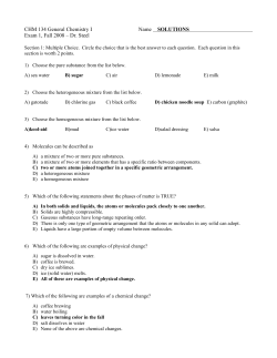 CHM 134 General Chemistry I Name SOLUTIONS Exam 1, Fall