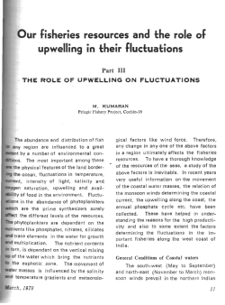 Our fisheries resources and the role of upwelling in their Fluctuations