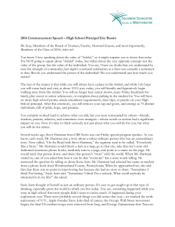 2014 Commencement Speech &ndash; High School Principal Eric Bassin