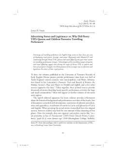 Advertising Status and Legitimacy: or, Why Did Henry VIII`s Queens