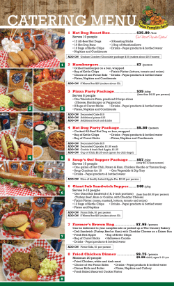 catering menu - Vala`s Pumpkin Patch