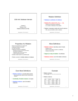 Relation Definition Properties of a Relation More Definitions Even