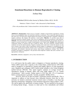 Emotional Reactions to Human Reproductive Cloning