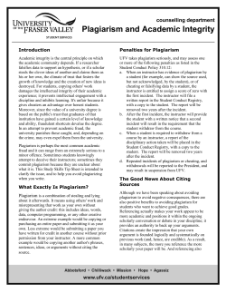 Plagiarism and Academic Integrity