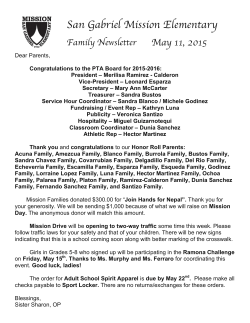 Family Weekly News 05-11-15 - San Gabriel Mission Elementary