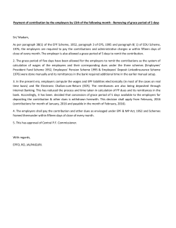 Payment of contribution by the employers by 15th of the following