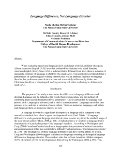 Language Difference or Language Disorder