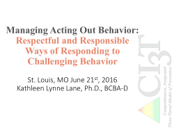 Managing Acting Out Behavior: Respectful and Responsible Ways