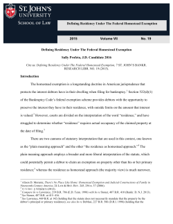 Defining Residency Under The Federal Homestead Exemption Sally