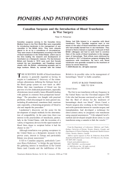 Canadian Surgeons and the Introduction of Blood Transfusion in