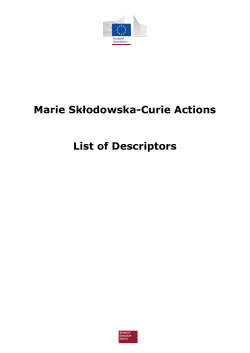 Marie Skłodowska-Curie Actions List of Descriptors