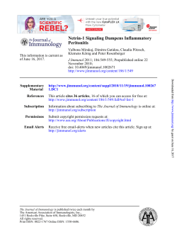 Peritonitis Netrin-1 Signaling Dampens Inflammatory