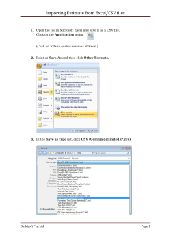 Importing Estimate from Excel/CSV files