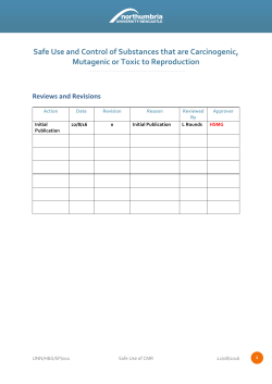 Safe Use and Control of Substances that are Carcinogenic