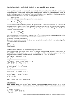 Classical qualitative analysis. 5. Analysis of non-metallic ions