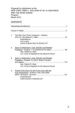 Prepared for distribution at the NEW YORK TIMES v. SULLIVAN AT