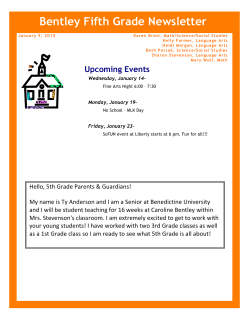 Bentley Fifth Grade Newsletter