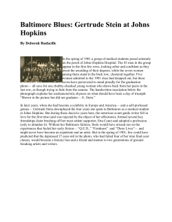 Baltimore Blues: Gertrude Stein at Johns Hopkins - MD-SOAR
