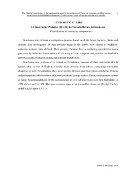 1 1. THEORETICAL PART 1.1 Iron-Sulfur Proteins - diss.fu