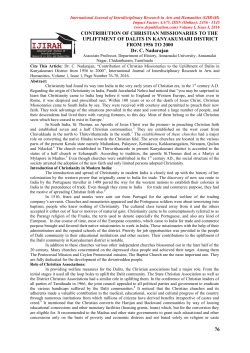CONTRIBUTION OF CHRISTIAN MISSIONARIES TOIJPLIFT DALITS