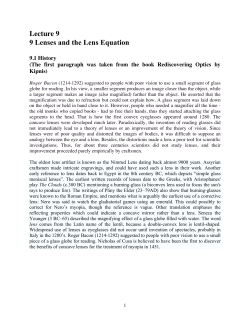 Lecture 9 9 Lenses and the Lens Equation