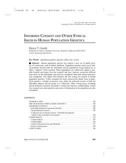 INFORMED CONSENT AND OTHER ETHICAL ISSUES IN HUMAN