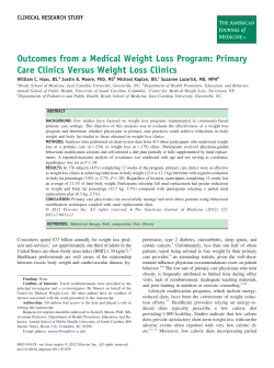 Outcomes from a Medical Weight Loss Program: Primary Care