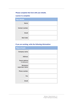 Learner guide - Aspire Learning Resources