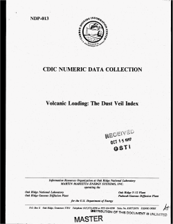 CDIC NUMERIC DATA COLLECTION Volcanic Loading: The Dust