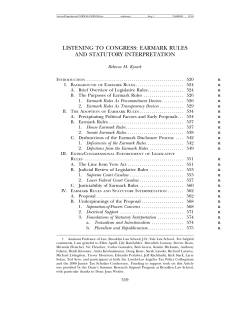 listening to congress: earmark rules and statutory interpretation