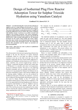 Design of Isothermal Plug Flow Reactor Adsorption Tower for