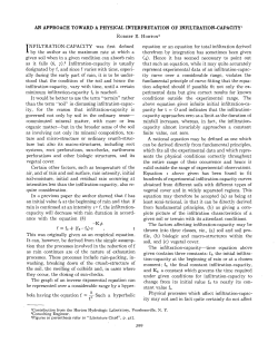 Approach toward a Physical Interpretation of Infiltration
