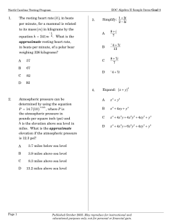 Algebra II Goal 1 - North Carolina Public Schools