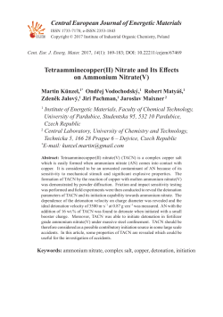 Tetraamminecopper(II) Nitrate and Its Effects on Ammonium