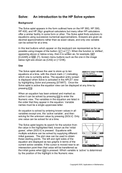 Solve: An introduction to the HP Solve system