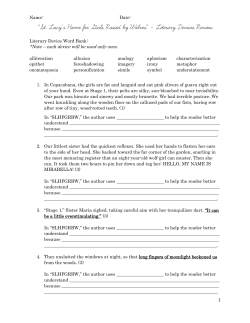 SLHFGRBW &ndash; Literary Devices - Ms. Chapman`s Class (Pre-AP)