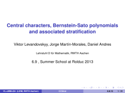 Central characters, Bernstein-Sato polynomials and associated