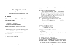 Lecture 2: Implication Relations