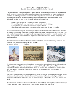ENG 461-01 The Rhetoric of Place