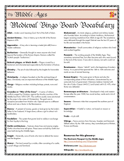 Medieval Bingo Vocabulary - Western Reserve Public Media