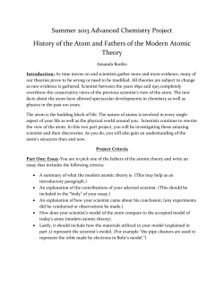 Summer 2013 Advanced Chemistry Project History of the Atom and