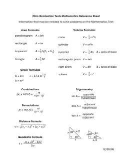 OGT Math Reference Sheet
