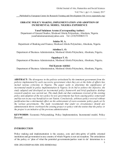 ERRATIC POLICY MAKING, IMPLEMENTATION AND ADOPTION