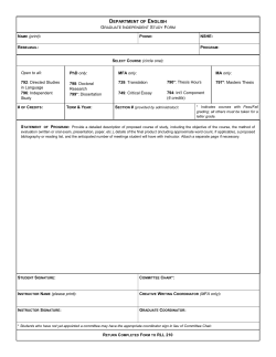 DEPARTMENT OF ENGLISH RLL 210 INSTRUCTOR NAME